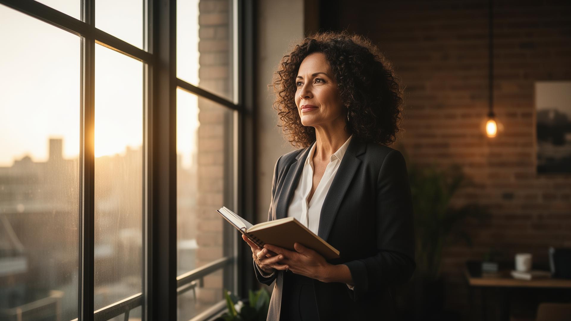 A confident professional looking ahead toward her next chapter